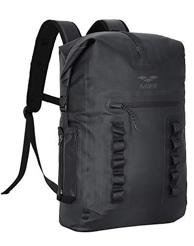 MIER 30L Wasserdichter Rucksack Roll-Top-Verschluss Hochleistungs-Packsack zum Kajakfahren, Wandern, Bootfahren, Radfahren, Schwimmen, Schwarz von MIER