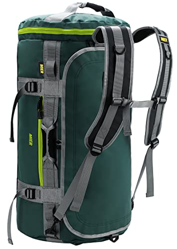 MIER Reisetasche große Sporttasche wasserdicht Sportrucksack mit Schuhfach umwandelbar in Rucksack, Grün, 60L von MIER