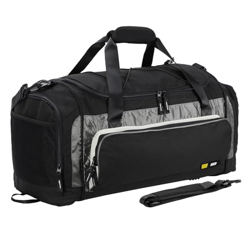 MIER Reisetasche Leicht große Sporttaschen Herren Reisegepäck mit Schuhfach für Reise Gym Wochenend-Workout, 60L(Schwarz) von MIER