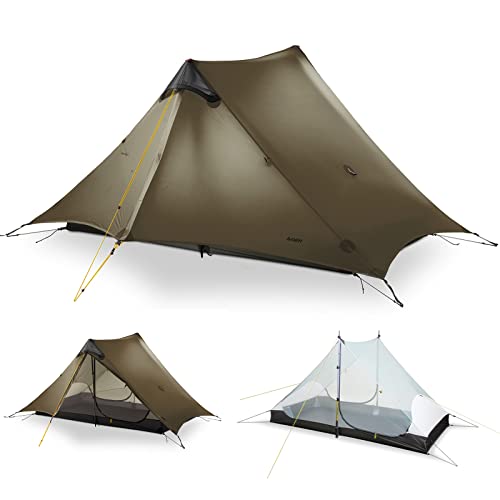 MIER Ultralight Tent 3-Season Backpacking Tent for 1-Person or 2-Person Camping, Trekking, Kayaking, Climbing, Hiking (Trekking Pole is NOT Included), Khaki, 2-Person von MIER