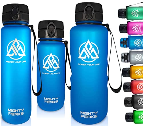 MIGHTY PEAKS Sport-Trinkflasche 1,5 liter auslaufsicher 1.5 l-Water Bottle Gym XL Trinkflasche-Plastik Fitnessstudio Crystal Clear-BPA frei-Wasserflasche 1,5l 1.5 Blau von MIGHTY PEAKS