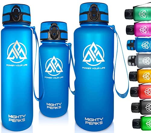 MIGHTY PEAKS XL Motivation Sport-Trinkflasche 1,5 liter BPA frei 1500ml 1,5l 1.5l 1.5 liter Wasserflasche 1,5 liter Blau, Blue, Sportflasche für Fahrrad Fitnessstudio Trinkflaschen 1-1 1/5 l von MIGHTY PEAKS