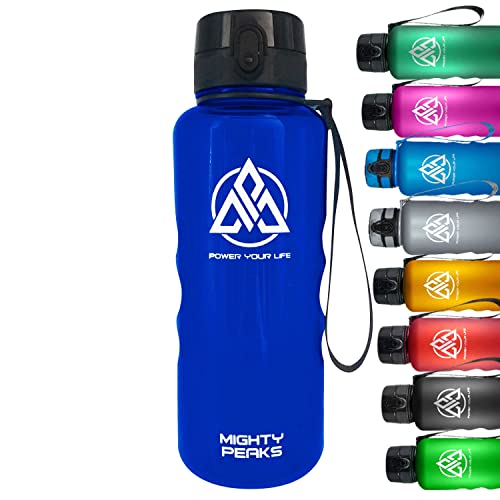 MIGHTY PEAKS XL Trinkflasche 1.5l 1,5 liter auslaufsicher groß - Fitnessflasche Gym-Flasche Workout Water Bottle-Jug Früchtebehälter-BPA frei-Wasserflasche 1.5 Liter Fitness, Outdoor, Wandern Blau von MIGHTY PEAKS