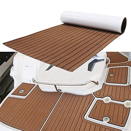 MIJOBS Teak Decking Sheet Eva Teak Selbstklebend rutschfeste Matte Marinedeck für Boote Yacht Marine selbstklebend Schaumboot Yachtboden - Braun und Schwarz von MIJOBS