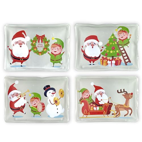 Handwärmer Taschenwärmer Sets Fingerwärmer, gegen kalte Hände im Winter (4er Set Santa & Elfe) von MIJOMA