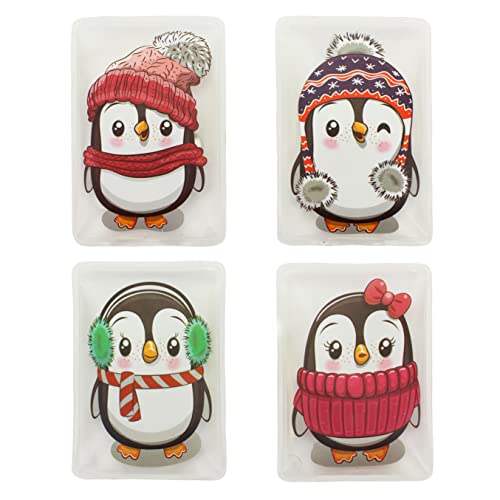 MIJOMA Handwärmer Taschenwärmer Sets Fingerwärmer, gegen kalte Hände im Winter (4er Set Süße Pinguine) von MIJOMA