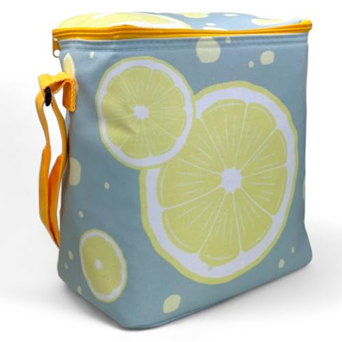 MIJOMA Kühltasche: Funktionell, stilvoll und für den dauerhaften Einsatz - Kompakt 6,8 Liter faltbar, Isoliertasche, Lunchtasche und Picknicktasche in Einem! (Hellblau - Zitronen) von MIJOMA