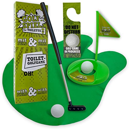 MIJOMA Toiletten-Golf Set, 6-teilig, Golfschläger, Circa 62 cm (Grün/Weiß) von MIJOMA