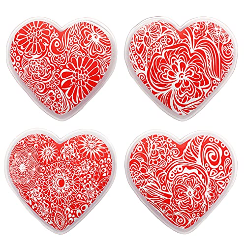 Handwärmer Taschenwärmer Sets wiederverwendbar, Wärmepad für kalte Tage und für unterwegs, Wärmeknickkissen mit tollen Motiven (4er-Set Flowered Hearts) von MIK funshopping