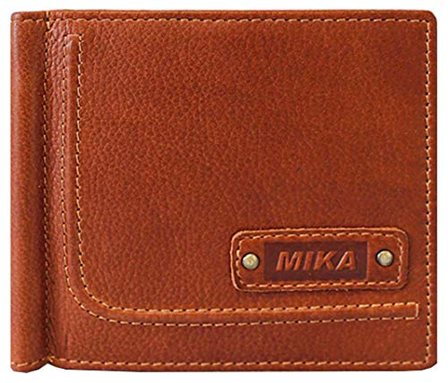 MIKA 14111402 - Geldbörse aus Echt Leder, Portemonnaie im Querformat, Geldbeutel mit 13 Kreditkartenfächer, 2 Einschubfächer, Geldklammer und Münzfach, Brieftasche in Cognac, ca. 10 x 11 x 2,5 cm von MIKA