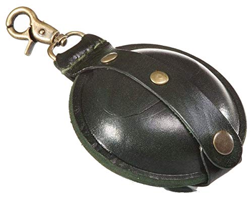MIKA 28063905 - Schlüsselanhänger groß aus Echt Leder/Sattelleder, Mini Geldbörse als Schlüsseletui mit Münzfach mit Druckknopf, Schlüsselbörse für Kleingeld in grün, Schlüsseltasche Ø ca. 9 cm von MIKA