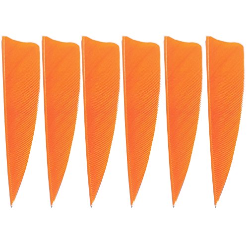 MILAEM 50 Stück 3 Zoll Pfeilfedern Pfeil Fletches Bogenschießen Befiederung natürliche Feder Federn für Jagd Pfeile rechten Flügel (Orange) von AMEYXGS