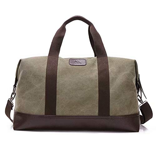 Vintage Canvas Reisetasche Sporttasche Weekender Tasche für Damen und Herren mit der Großen Kapazität (Army Green) von MILASIA