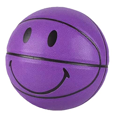 MINDCOLLISION Smiley Basketball, feuchtigkeitsabsorbierendes PU-Leder, weich, guter Griff, Indoor- und Outdoor-Training und Wettkampf, Heimdekoration, Nr. 5 und Nr. 7, lila, Größe 5 von MINDCOLLISION