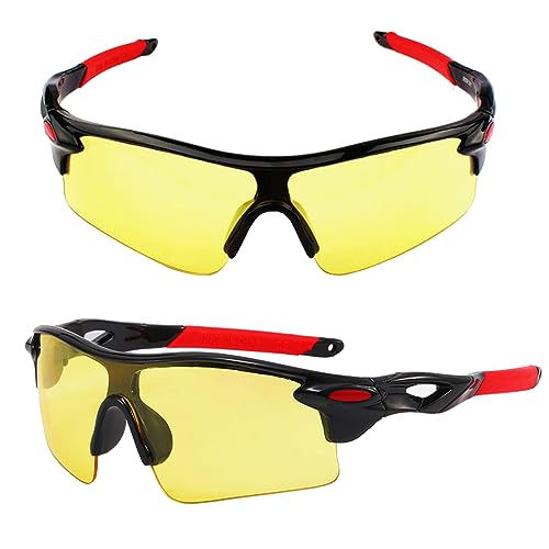 MINGZE Schutzbrille mit klaren, kratzfesten Wrap-Around-Gläsern gegen Beschlag und rutschfesten Griffen, UV-Schutz, Sonnenbrille zum Radfahren, Angeln, Golf（1Stück） von MINGZE