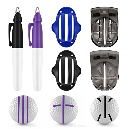 MINISOISO Golfball Markierer Kits, 4 Stück Golf Alignment Tool, Golfball Liner Marker mit Markerstiften, Golfball Ausrichtungswerkzeug Liner Kugelmarkierung Clips für Grafische Markierungen Linie von MINISOISO