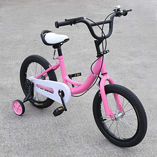 MINUS ONE Kinderfahrrad 16 Zoll Mädchenfahrrad | Kinderrad mit Stützrädern und Klingel - Das Fahrrad als Geschenk für Mädchen und Jungen (Rosa) von MINUS ONE