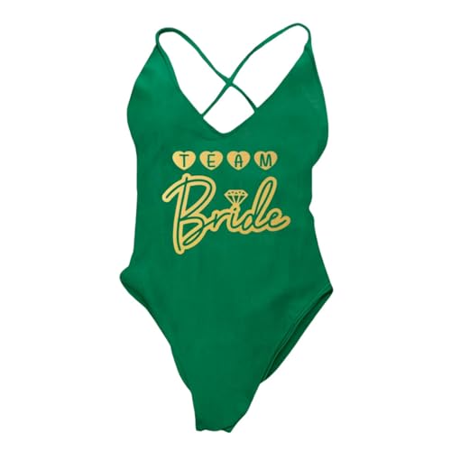 MITALITY Badeanzug Brautteam Swimwear Women Bikini Badeanzug Sommerbodysuit Rückenfreiem Monokini-dgold146-leaf-m von MITALITY