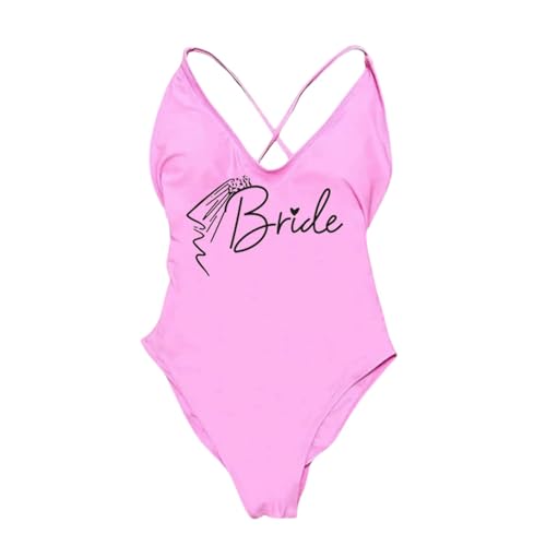 MITALITY Badeanzug EIN Stück Badeanzug Braut Squad Bikini -Badeanzug Bikini-dblack170b-pink-m von MITALITY