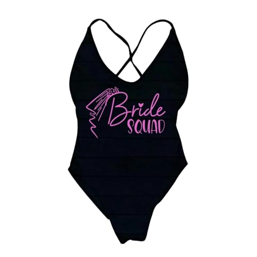 MITALITY Badeanzug EIN Stück Badeanzug Braut Squad Bikini -Badeanzug Bikini-dpink170-black-m von MITALITY