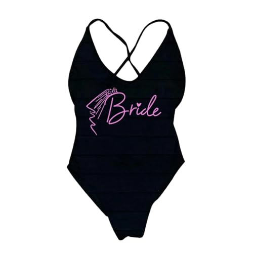 MITALITY Badeanzug EIN Stück Badeanzug Braut Squad Bikini -Badeanzug Bikini-dpink170b-black-m von MITALITY