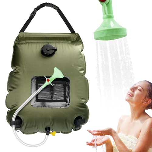 MIUUIPI Campingdusche, Solar Dusche Tasche, 20L Outdoor Warmwasser Duschsack, Mobile Solardusche Camping Dusche Set, Tragbare Solar-Wassersack für Garten für Camping Outdoor Wandern (Grün) von MIUUIPI