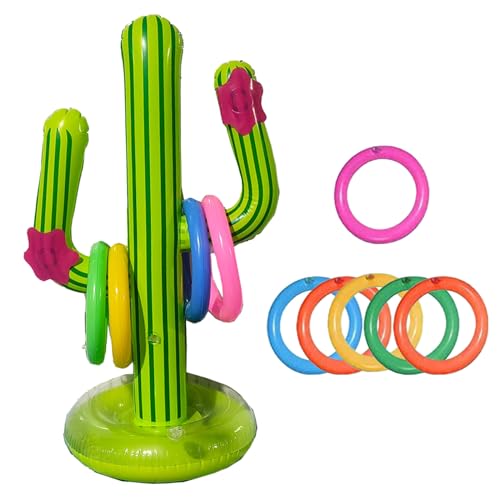 MIVAIUN 7 Stücke Aufblasbare Kaktus Ring Wurfspiel, Ringwurfspiel Aufblasbare,Aufblasbares Kaktus Ring Wurf Spiel Set,für Fiesta Party Sommer Schwimmbad Spiel,Wasserspaß Schwimmbad Spiel (7pcs) von MIVAIUN