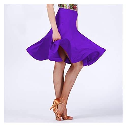 MIYYO Damen Latein Tanzröcke Big Swing Dance Kurzer Skirt Für Cha Cha Rumba Samba,Tanz Kostüm Für Training Wettbewerb Party Performance (Color : Purple, Size : M) von MIYYO