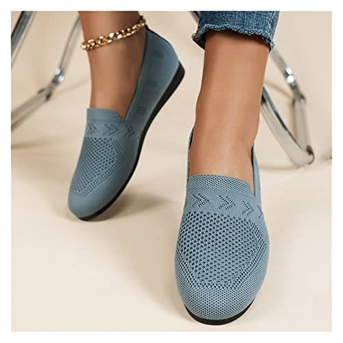 MIYYO Sommer Slip-on Sneaker Damen Strick Mesh Walkingschuhe Leicht Bequem Tennisschuhe Atmungsaktives Fly Woven Laufschuhe Freizeit Joggingschuhe Für Gym (Color : Blue, Size : 38 EU) von MIYYO