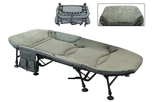 Karpfenliege XXL Vlies Angelliege MK-Angelsport Bed Chair 8-Bein Liege mit Matratze (204 x 93 x 40 cm) Campingliege Gästebett von MK-Angelsport