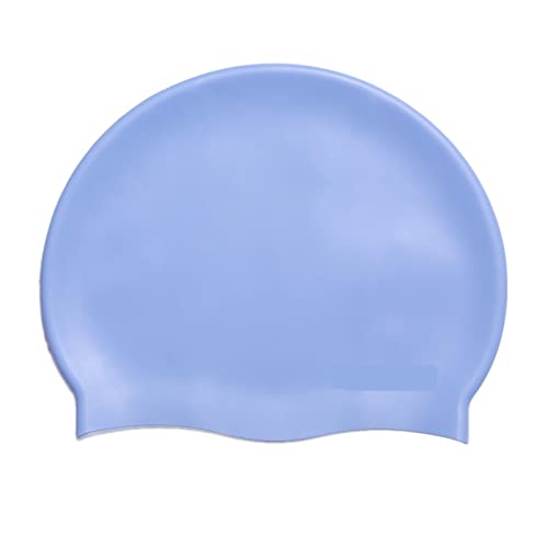 Badekappe Elastischer Silizium Gummi Gummi Wasserdicht schützen Ohren Langes Haar Sportarten Schwimmpool Hut kostenlose Größe Schwimmkappe for Männer Frauen Erwachsene Schwimmkappe (Color : Blue) von MKLHAVB