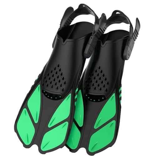Schwimmflossen Schnorchel-Fuß-Tauchflossen, verstellbar, for Erwachsene, Schwimmkomfort, Flossen, Schwimmausrüstung, Wassersport Schwimmflossen FüR Das Training ( Color : Green , Size : S/M ) von MKLHAVB