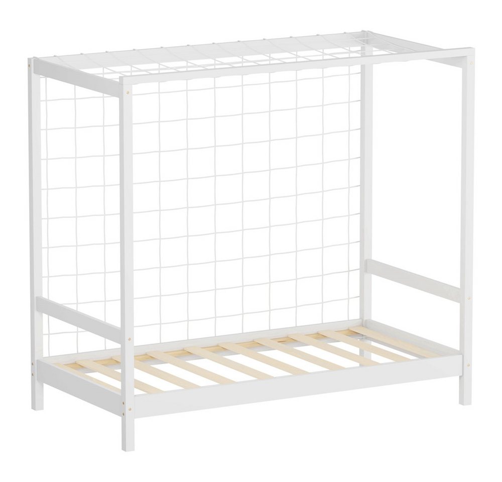 ML-DESIGN Spielbett Fußballtor Einzelbett für Kinder Holzbett mit Lattenrost & Tornetz, Abenteuerbett zum Spielen 80x160cm Weiß Kinderbett Holzbettgestell von ML-DESIGN