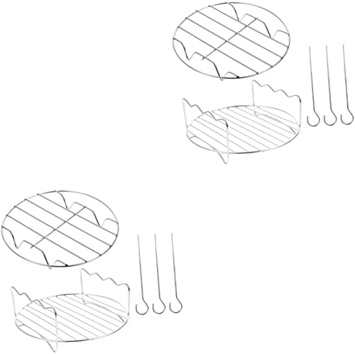 MMRTDJDR 2er-Pack Air Tray Set: Grill-, Dämpf- und Hebekochgeschirr mit Suppenpfanne, Gadget-Untersetzern, Gitterschichten, Kühlspieß und doppeltem runden Zubehör - 30 cm (12 Zoll) von MMRTDJDR