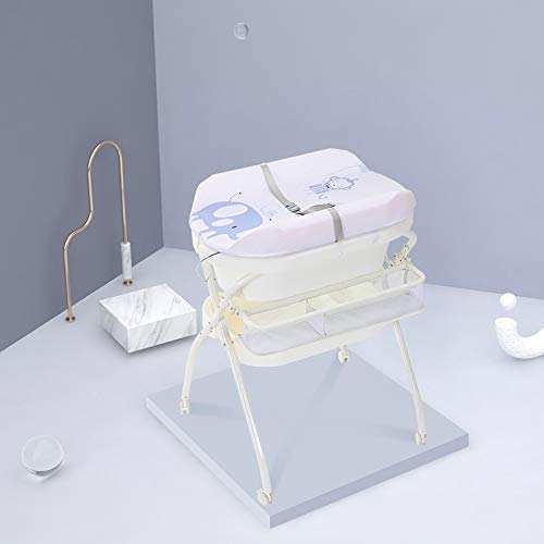 MMRTDJDR Kinder Beistelltisch mit Badewanne und Stauraum - tragbar, faltbar, massageliege, ideal für Neugeborene von MMRTDJDR