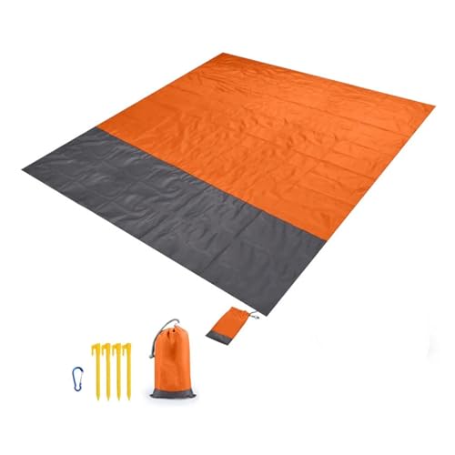 MMRTDJDR Outdoor Orange wasserdichte Matte: Große Faltbare Camping- und Stranddecke (Größe: 210 x 200 cm) von MMRTDJDR