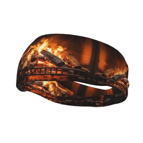 Burning Firewood Große Kamin-Sport-Stirnbänder für Damen und Herren, feuchtigkeitsableitende Haarbänder für Tennis, Laufen, Basketball, Yoga, Fitness und mehr. von MMSJSBVY