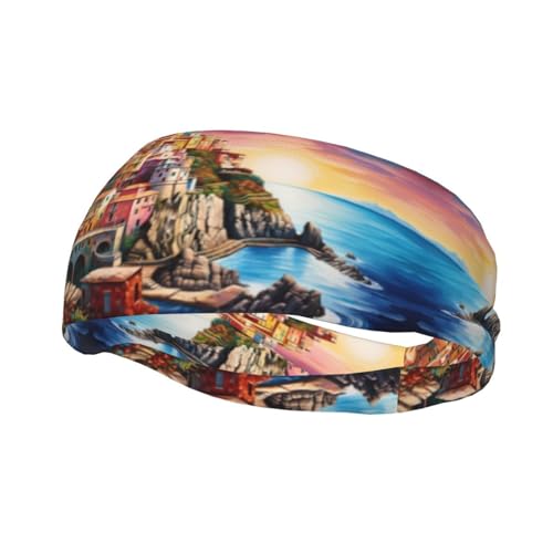Cinque Terre Scenery Sport-Stirnbänder für Damen und Herren, feuchtigkeitsableitende Haarbänder für Tennis, Laufen, Basketball, Yoga, Fitness und mehr von MMSJSBVY