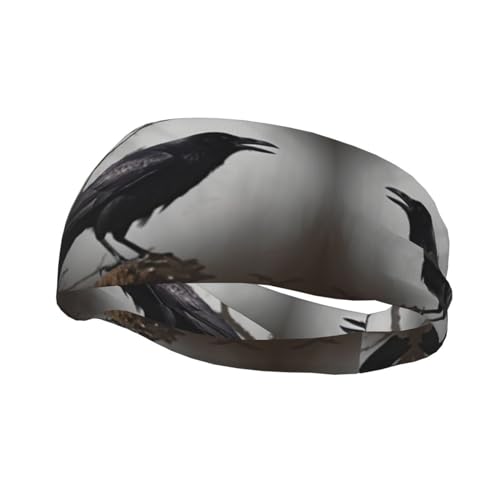 Crow Birds Sport-Stirnbänder für Damen und Herren, feuchtigkeitsableitende Haarbänder für Tennis, Laufen, Basketball, Yoga, Fitness und mehr. von MMSJSBVY