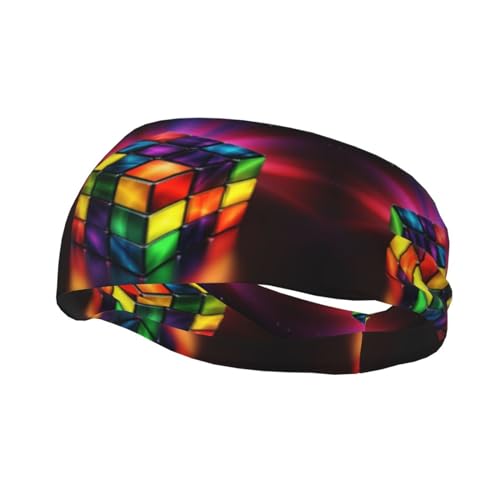 Magic Cube Puzzle-Sport-Stirnbänder für Damen und Herren, feuchtigkeitsableitende Haarbänder für Tennis, Laufen, Basketball, Yoga, Fitness und mehr. von MMSJSBVY
