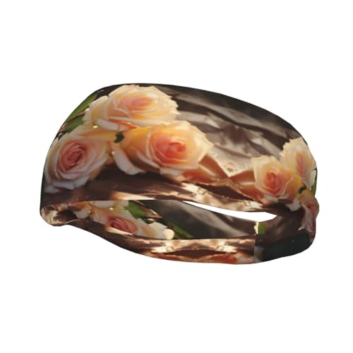 Romantische Rosen-Sport-Stirnbänder für Damen und Herren, feuchtigkeitsableitende Haarbänder für Tennis, Laufen, Basketball, Yoga, Fitness und mehr. von MMSJSBVY