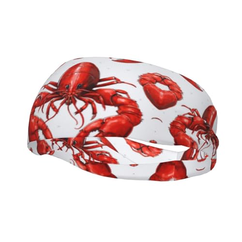 Sport-Stirnbänder mit rotem Hummeraufdruck, für Damen und Herren, feuchtigkeitsableitende Haarbänder für Tennis, Laufen, Basketball, Yoga, Fitness und mehr. von MMSJSBVY
