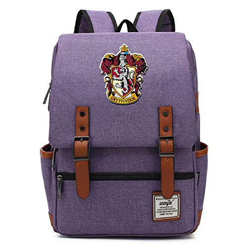 Harry Potter Rucksack für Mädchen Jungen Leichte Büchertasche 7~15 Grade Student Pack Hufflepuff Purple von MMZ