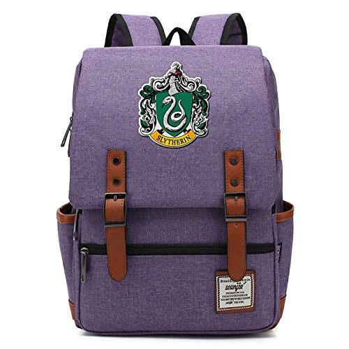 Harry Potter Rucksack für Mädchen Jungen Leichte Büchertasche 7~15 Grade Student Pack Slytherin Purple von MMZ
