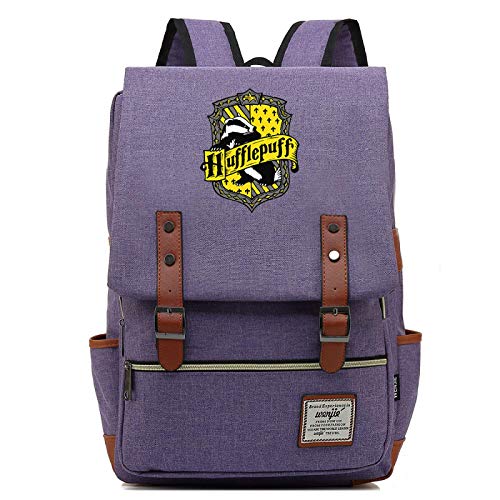Harry Potter Rucksack für Schüler der Klassen 7 bis 15 Hogwarts Leichte Büchertasche Hufflepuff Purple von MMZ