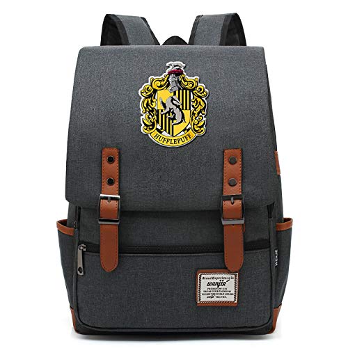 MMZ Harry Potter Rucksack für Jungen Leichte Büchertasche Multifunktionale Lunch-Tasche für Kinder Hufflepuff Dark Grey von MMZ