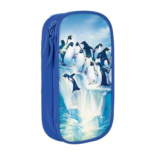 MNGPOUW Penguins Federmäppchen Große Kapazität Federmäppchen Stifttasche Make-up-Tasche mit Fach für Mädchen Jungen Erwachsene Schule Büro und Reisen Schwarz, blau, Einheitsgröße, Schulranzen von MNGPOUW