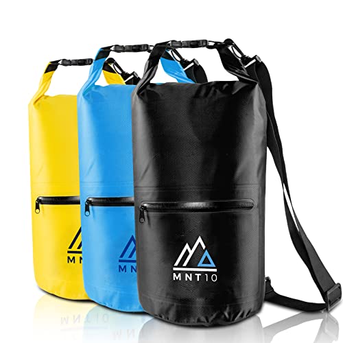 MNT10 Dry Bag Packsack wasserdicht mit Tragegurt I Dry Bags Waterproof in 10l oder 20l I Wasserfeste Tasche für Reisen, Outdoor und Camping I Seesack robust und widerstandsfähig (Schwarz, 10 L) von MNT10