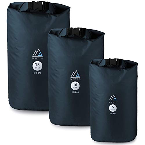 MNT10 Dry Bag Ultra-Light I Blau I Packsack in 5l, 10l, 15l I Wasserfeste Tasche Ultra-Light für Reisen und Outdoor I Trockenbeutel (Blau, 10 L) von MNT10