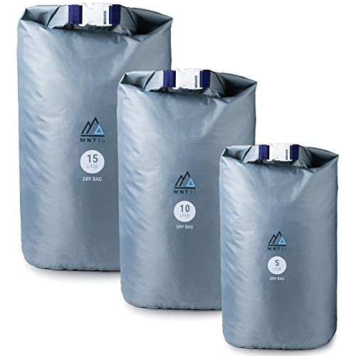 MNT10 Dry Bag Ultra-Light I Drybag in 5l, 10l, 15l I Wasserfeste Tasche Ultraleicht für Reisen, Outdoor und Camping I Trockenbeutel leicht & widerstandsfähig (10 Liter) von MNT10